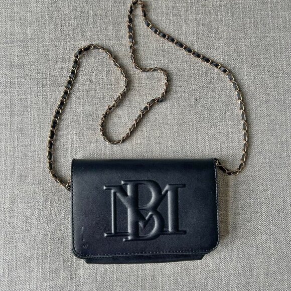 Badgley Mischka black debossed crossbody purse vegan leather - Picture 10 of 16